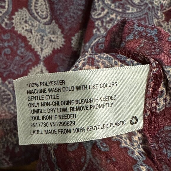 Knox Rose size XXL purple print semi sheer ruffles Boho long sleeve top - Picture 6 of 8